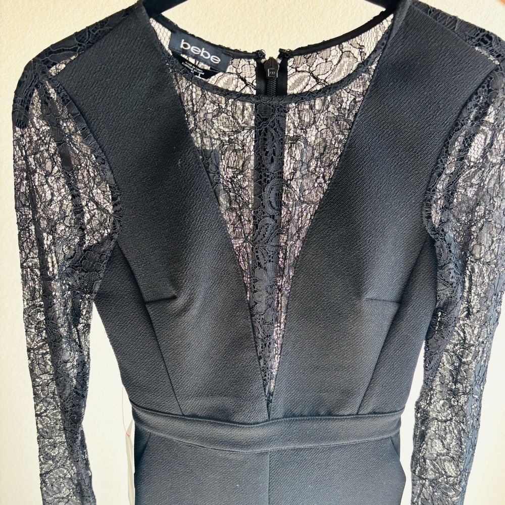 🖤 Bebe Dahlia Lace Inset Romper – Black | Size XXS-00 | New with Tags 🖤